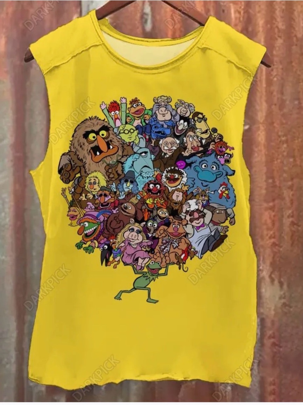 Yellow Graphic Muppet Characters Sleeveless Tee